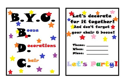 colorful BYO party invitation