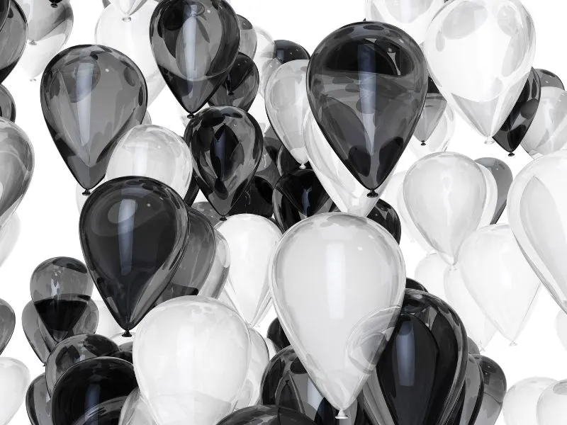 Black and white balloons