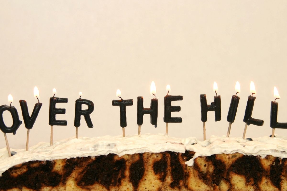 over the hill cake topper candles