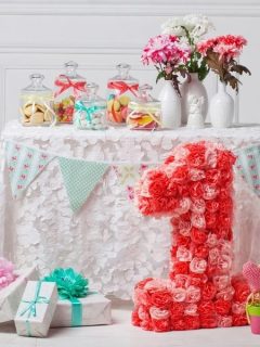 Table decorated for 1st birthday party