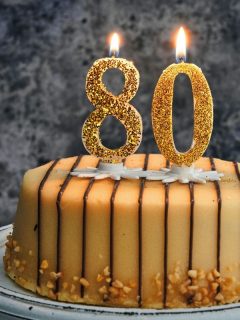 caramel 80th birthday cake