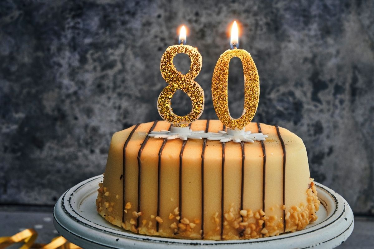 caramel 80th birthday cake