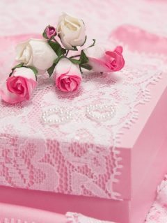 beautiful gift box wrapped in pink