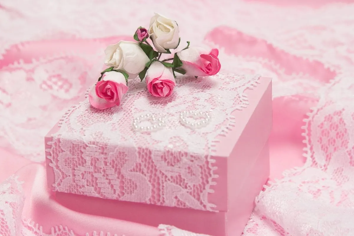 beautiful gift box wrapped in pink