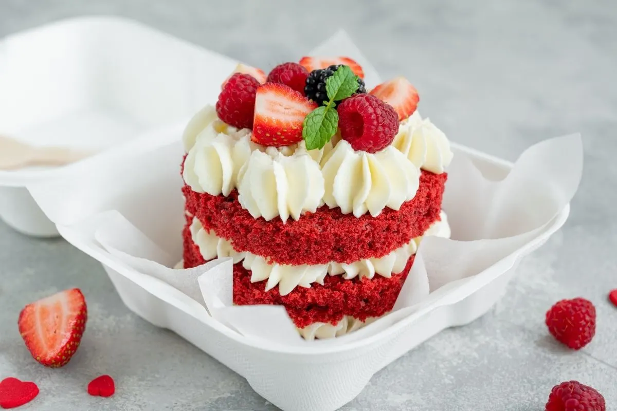 birthday cake in a take-out-box