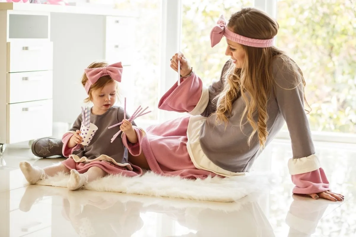 mother and daughter enjoying first birthday together