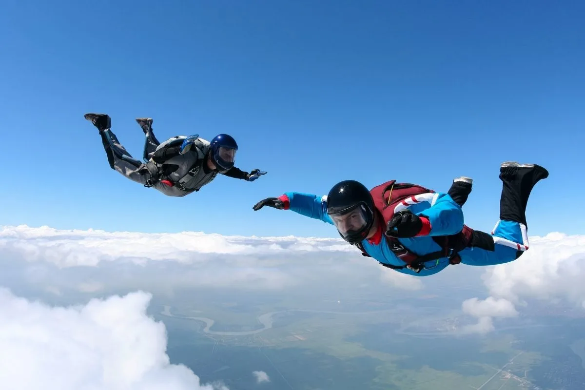 two men skydiving