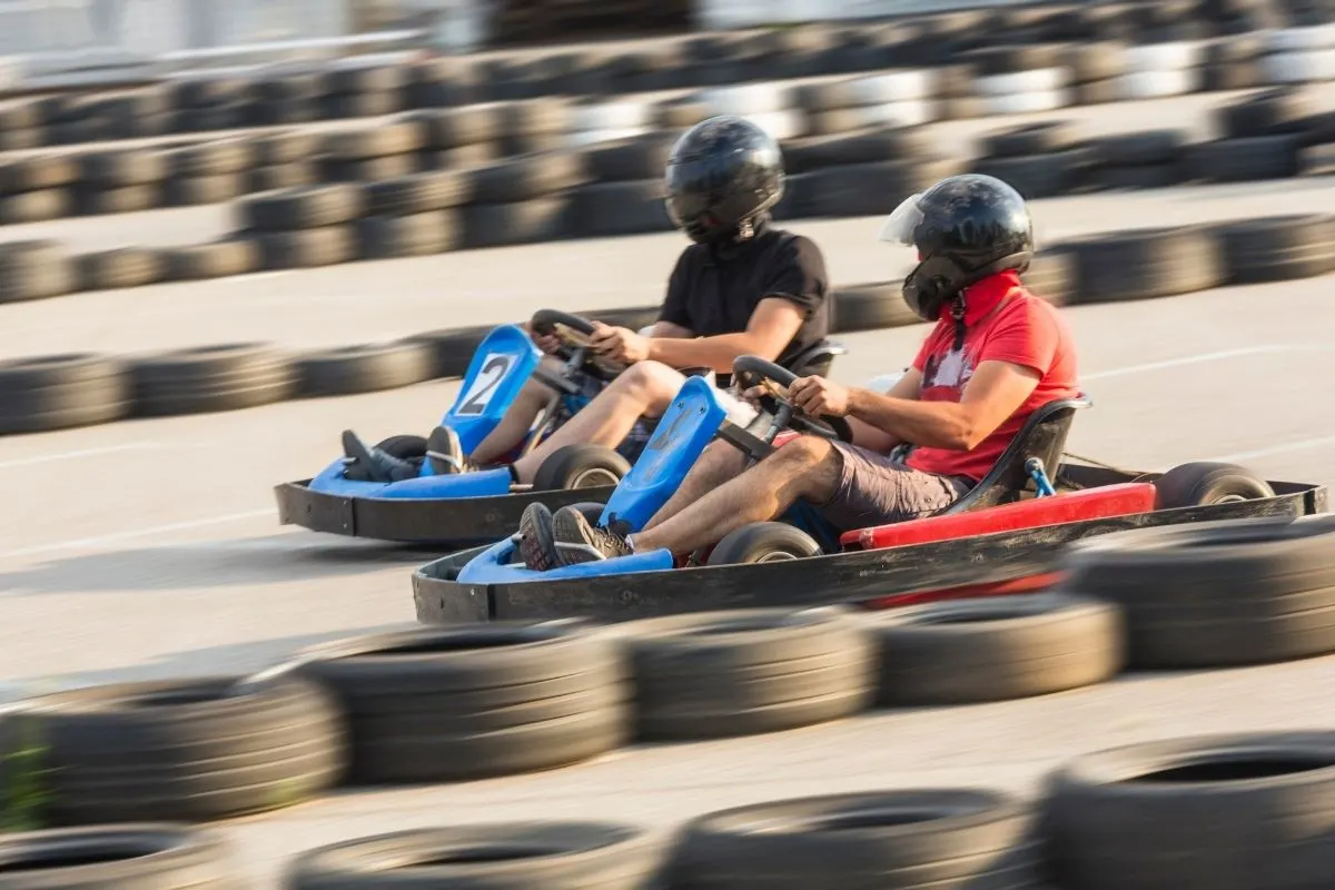 2 guys in go carts